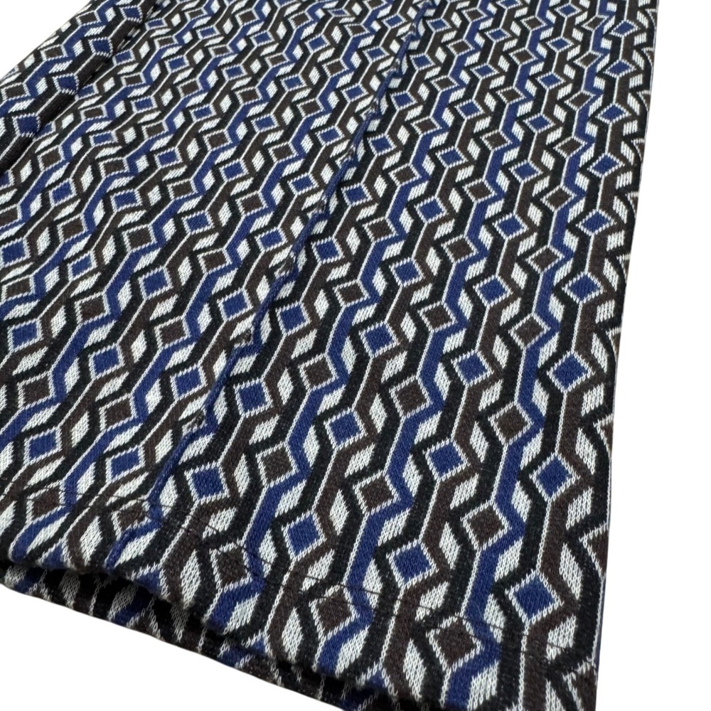 Zara Womens Pants Small Geometric 70s Retro Print High Waist Wide Leg Blue Brown - Picture 2 of 9